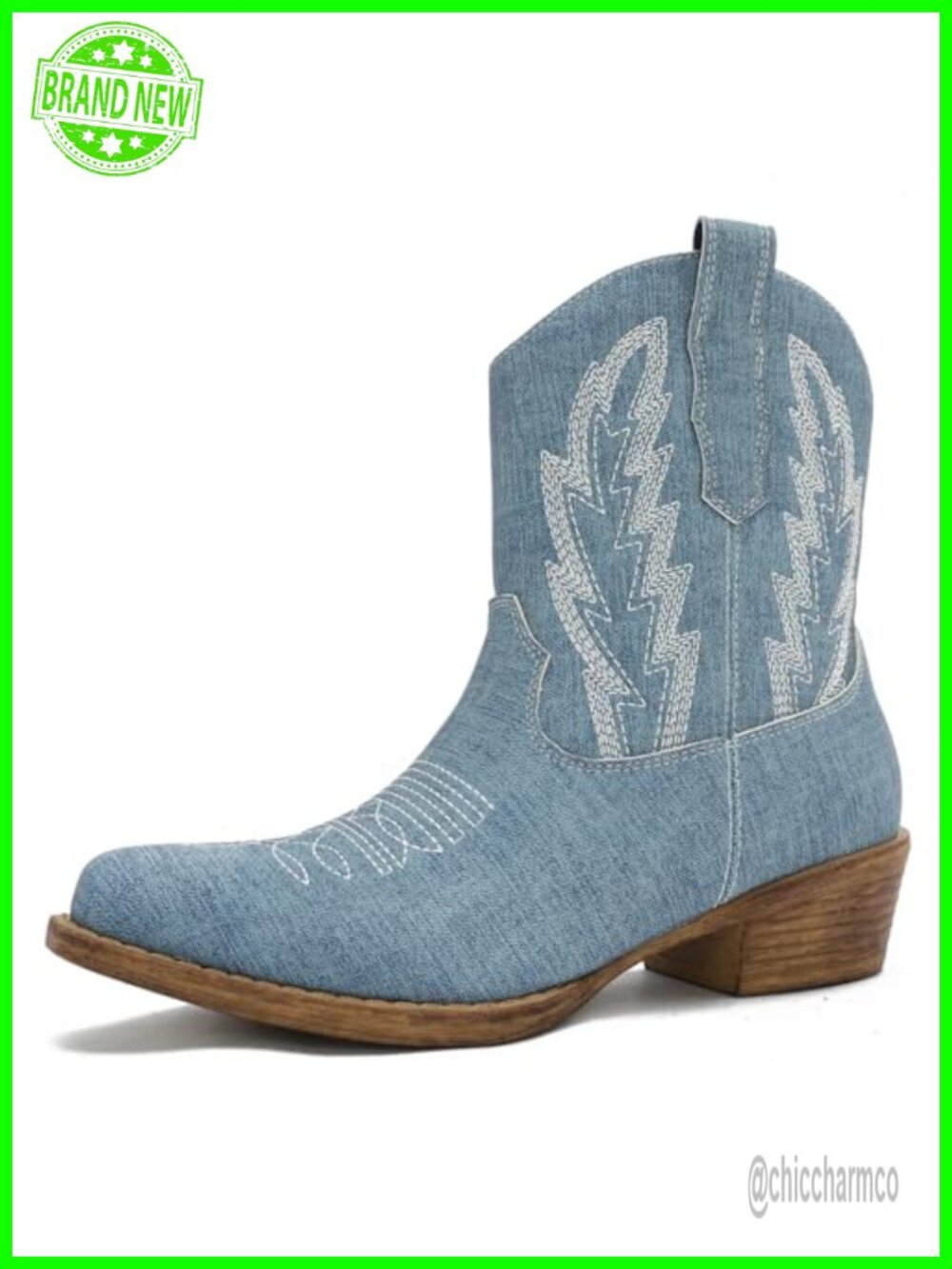 Faux Leather Snip Toe Western Ankle Boots Cowboy Booties